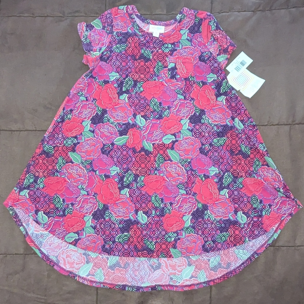 NWT Lularoe, Scarlett dress, size 8, purple, maroon, pink, green & black